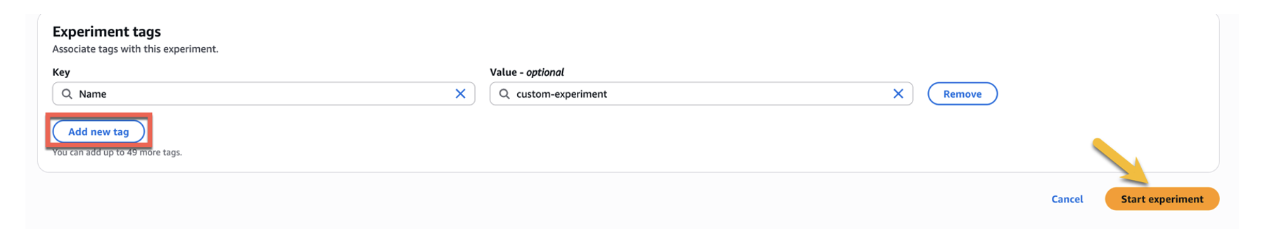 Add tags for the custom experiment